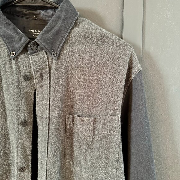 Rag & Bone Green/Black Color block Flannel - Picture 1 of 3